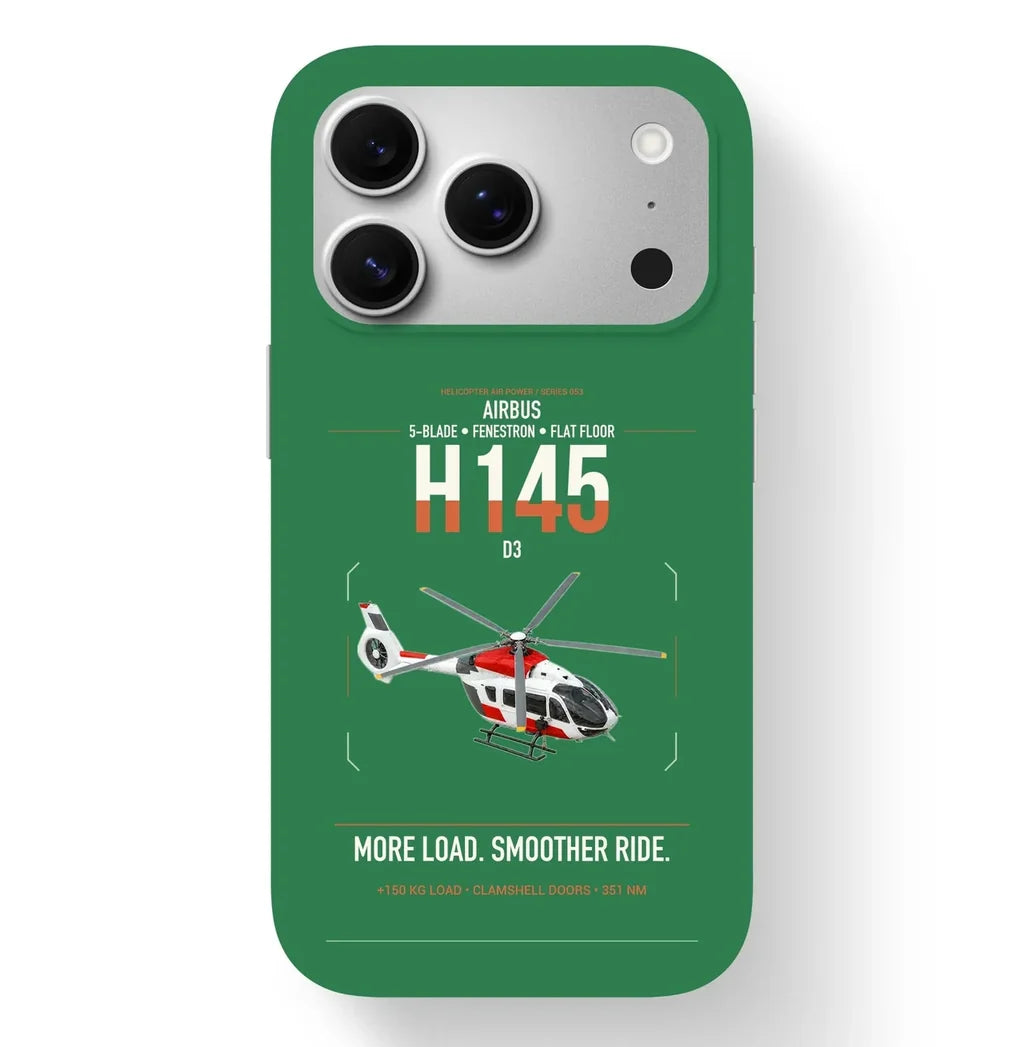 Airbus H145 D3 design on green magsafe iphone case, for iPhone 17 Pro