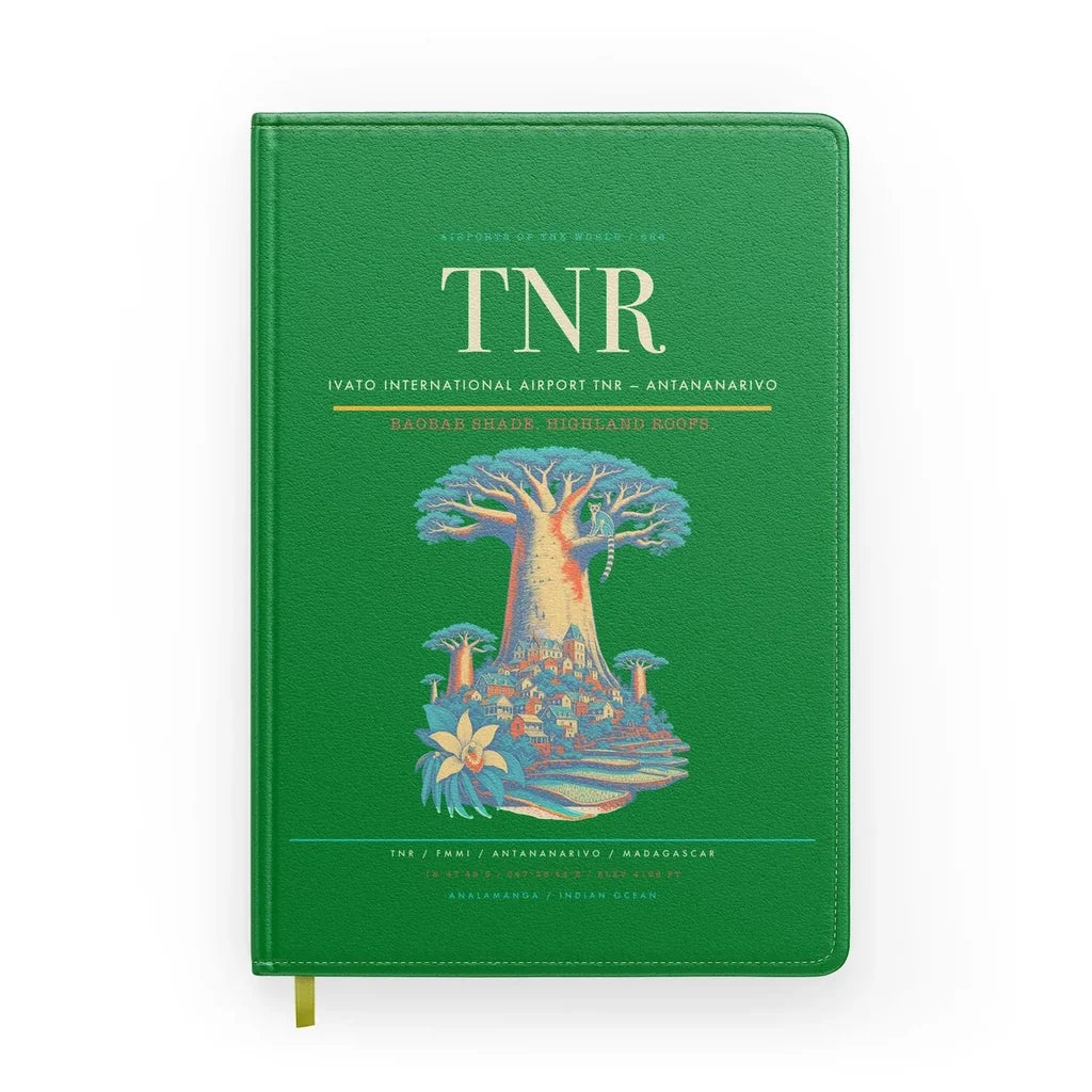 Ivato International Airport (TNR) design on green notebook