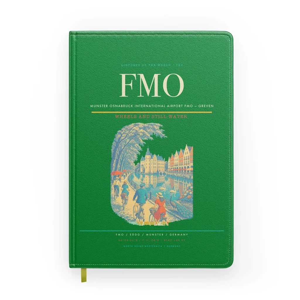 Munster Osnabruck International Airport (FMO) design on green notebook