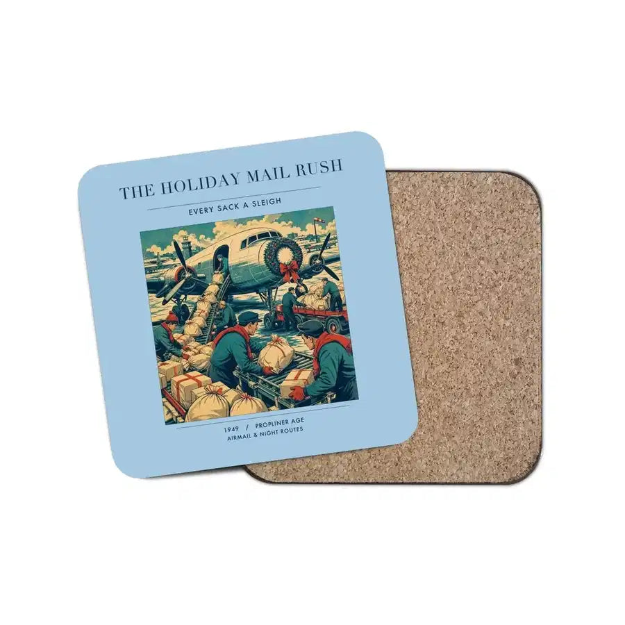 The Holiday Mail Rush - Designed Coasters design on light blue 1-piece