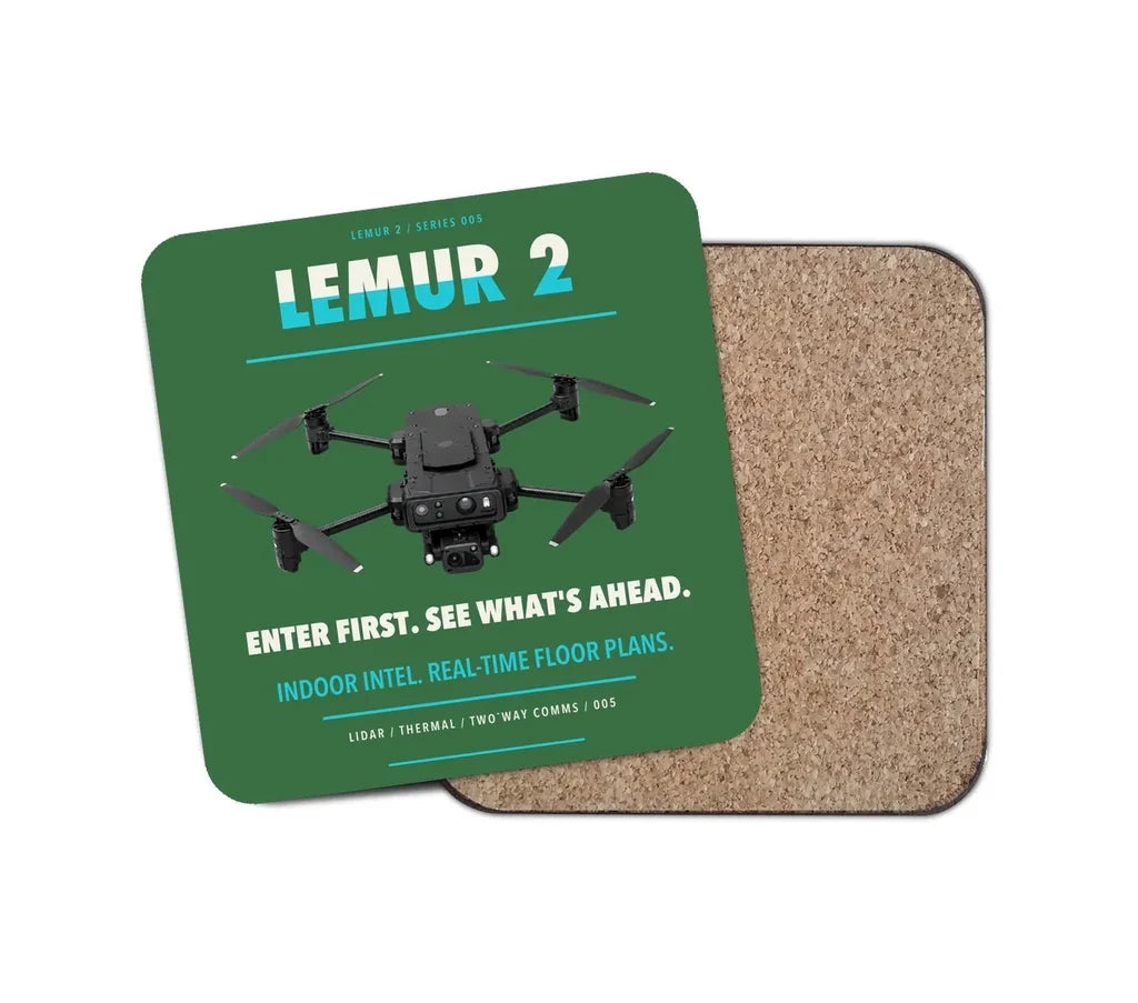 BRINC LEMUR 2 design on green 1 piece coaster