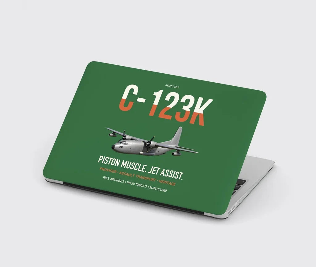 C-123K Provider design on green MacBook case