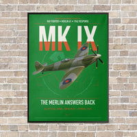 Thumbnail for Supermarine Spitfire Mk IX vertical canvas print - framed - green background