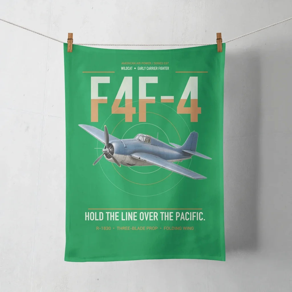 F4F-4 Wildcat design on green towel