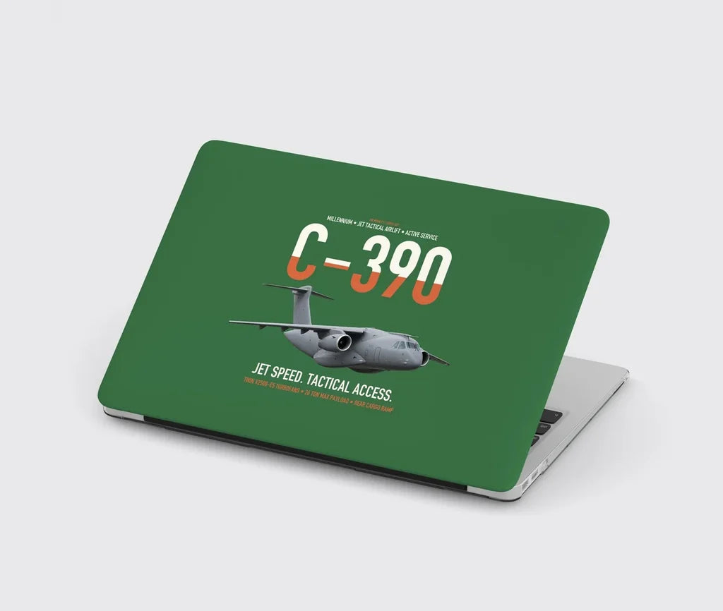 C-390 Millennium design on green MacBook case