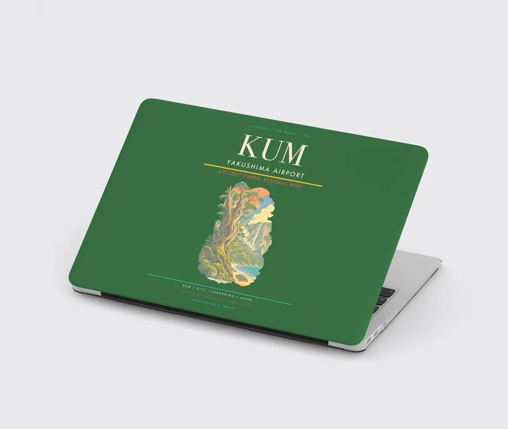 Yakushima Airport (KUM) design on green MacBook case