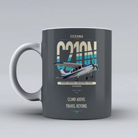 Thumbnail for Cessna T210N Centurion design on gray ceramic mug, double-side print