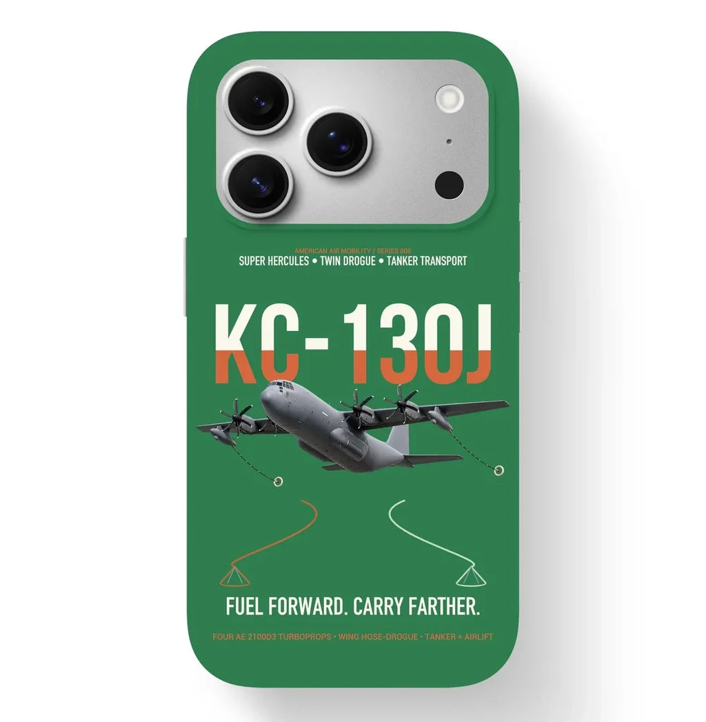 KC-130J SUPER HERCULES design on green magsafe iphone case, for iPhone 17 Pro
