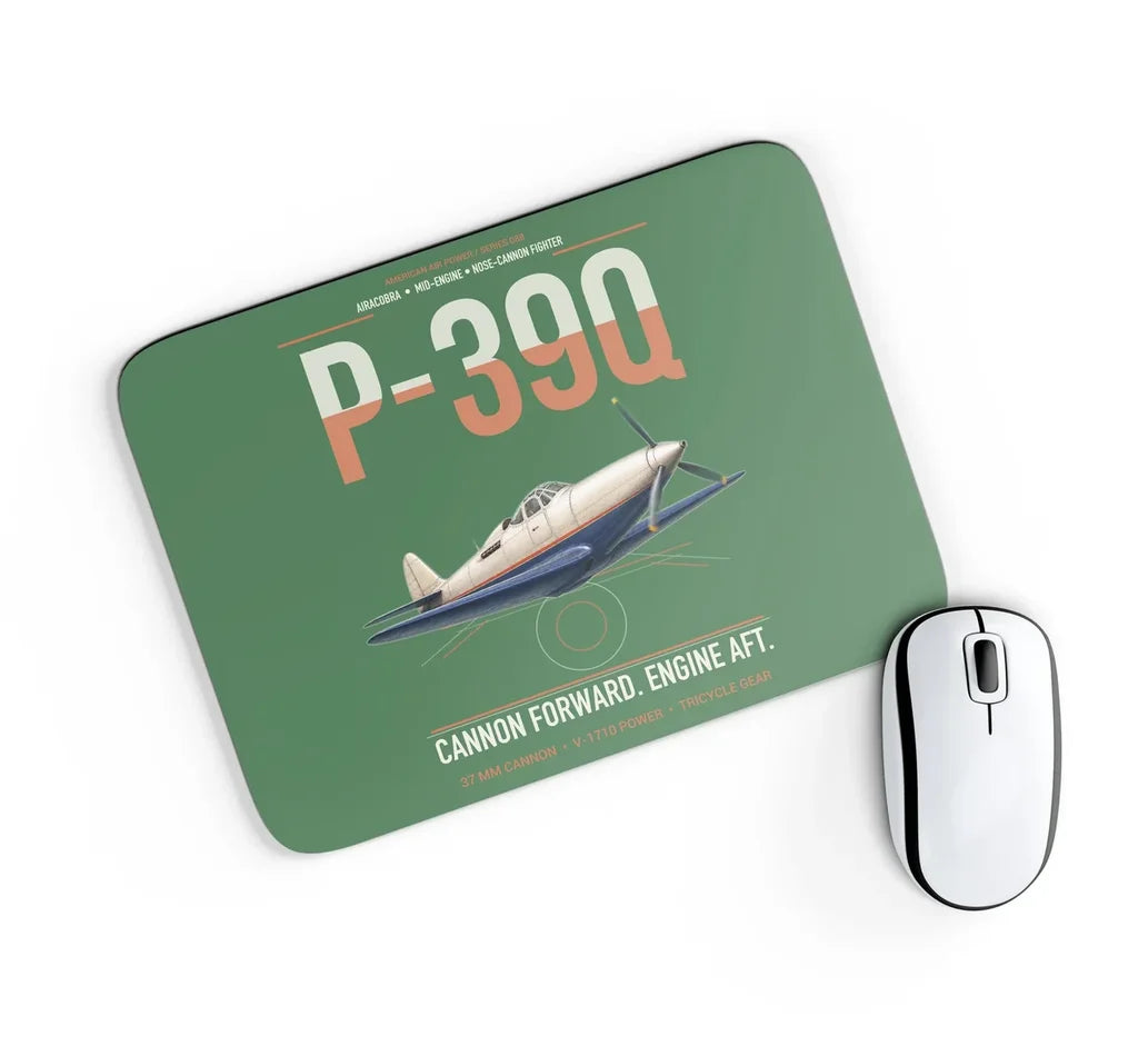 P-39Q Airacobra design on green rectangle mouse pad