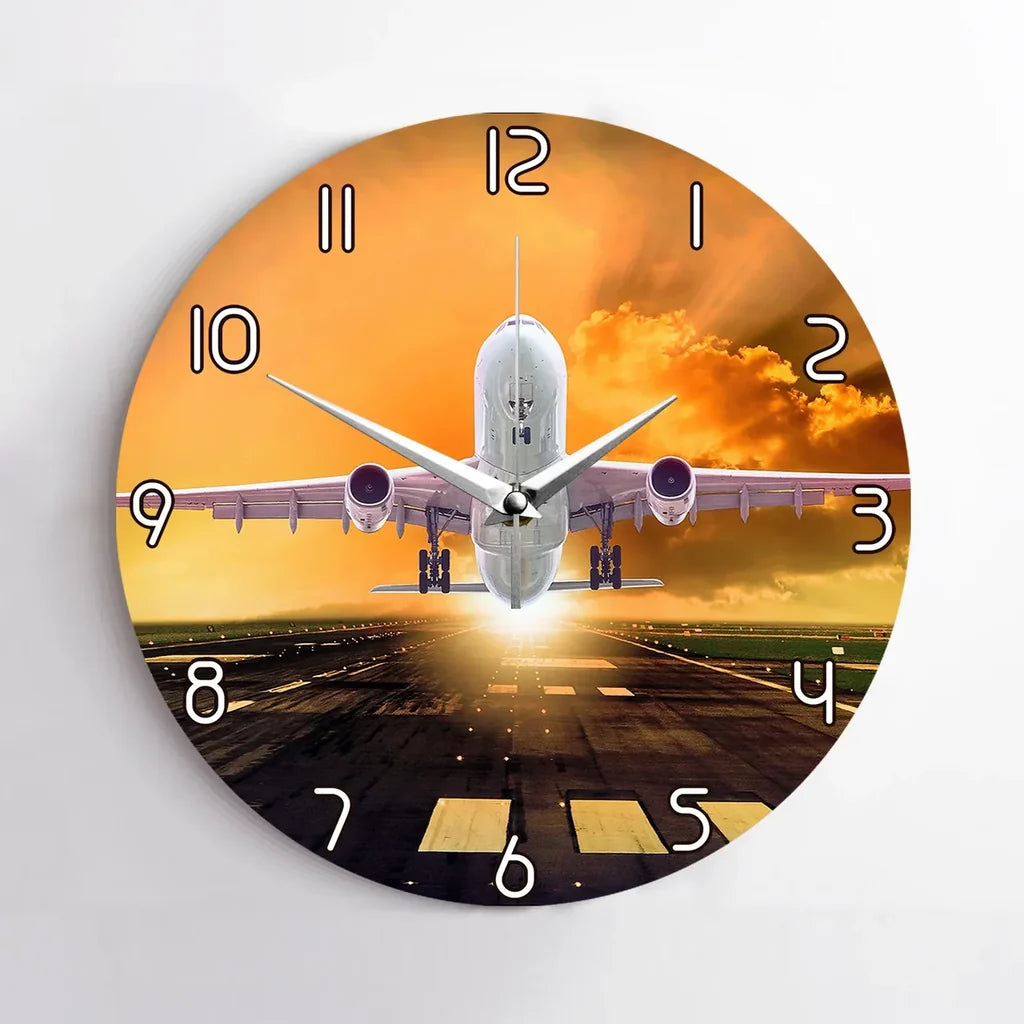 Amazing Departing Aircraft Sunset & Wall Clock - view 2