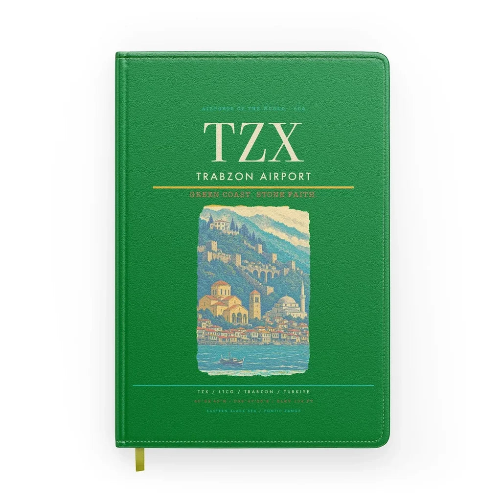 Trabzon Airport (TZX) design on green notebook