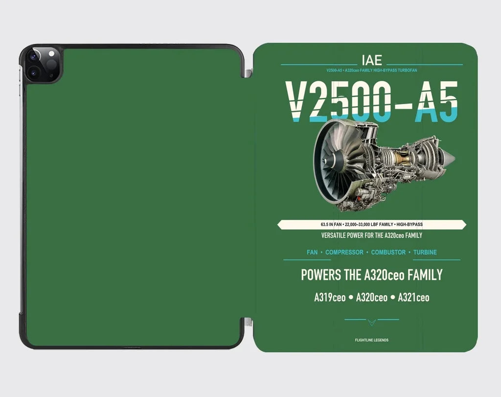 V2500-A5 design on green ipad tablet case