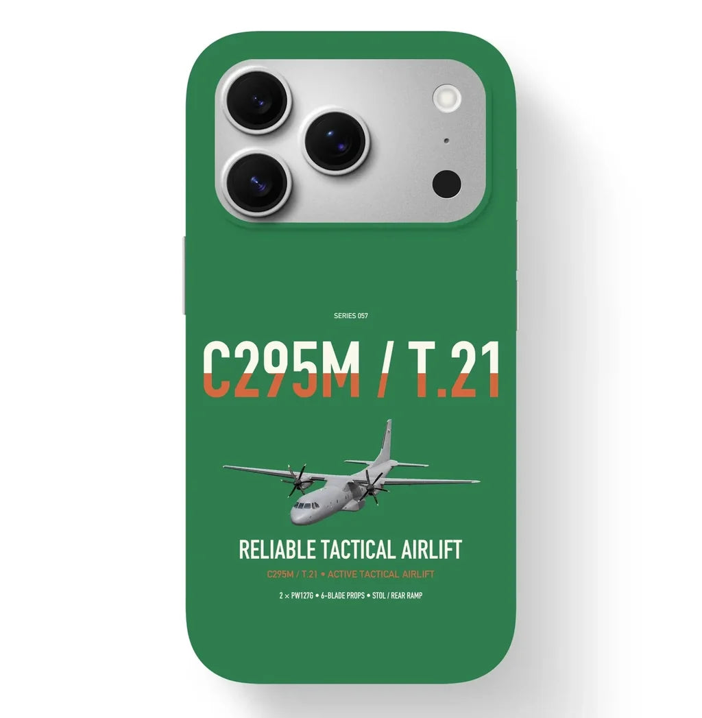 Airbus C295M T.21 design on green magsafe iphone case, for iPhone 17 Pro
