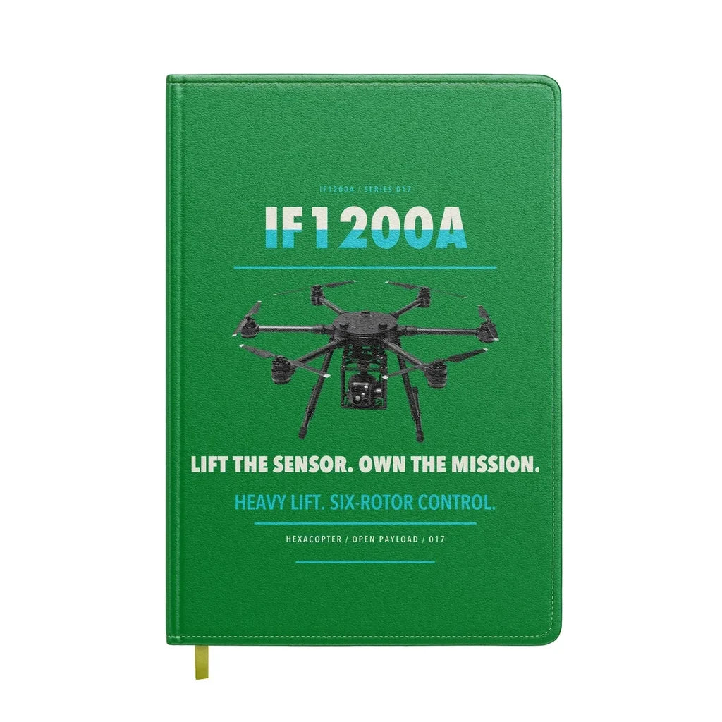 Inspired Flight IF1200A design on green notebook