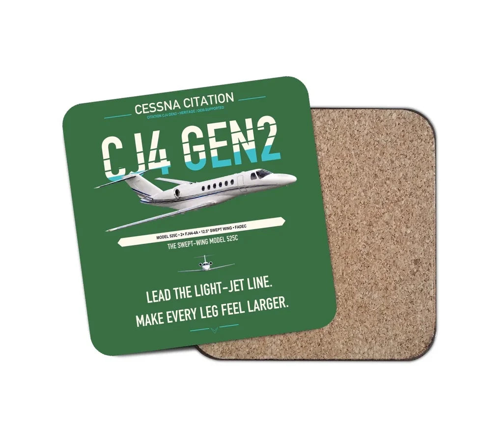 Cessna Citation CJ4 Gen2 design on green 1 piece coaster