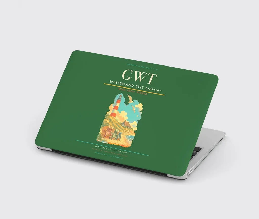 Westerland Sylt Airport (GWT) design on green MacBook case