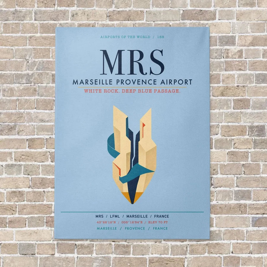Marseille Provence Airport MRS vertical canvas print - no frame - light blue background