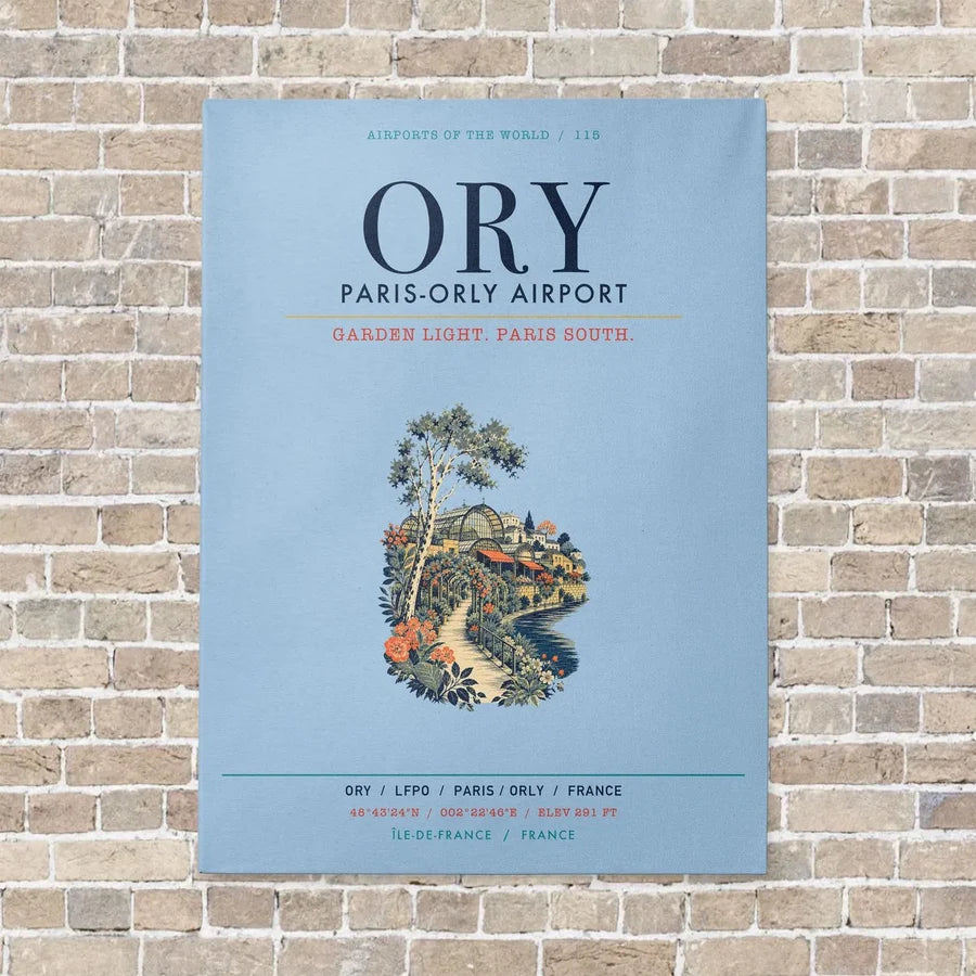 Paris-Orly Airport ORY vertical canvas print - no frame - light blue background