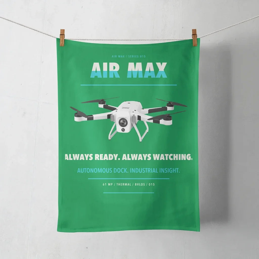 Percepto Air Max design on green towel