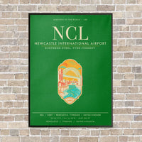 Thumbnail for Newcastle International Airport NCL vertical canvas print - framed - green background