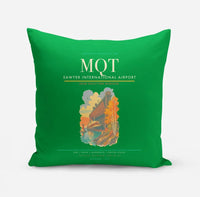 Thumbnail for Sawyer International Airport (MQT) design on green pillow