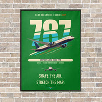 Thumbnail for Boeing 787-9 Dreamliner vertical canvas print - framed - green background