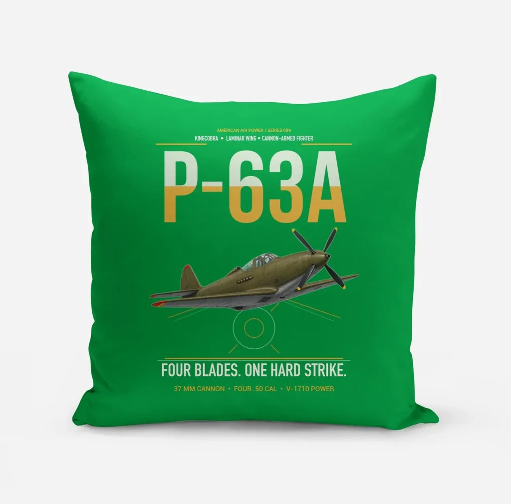 P-63A Kingcobra design on green pillow
