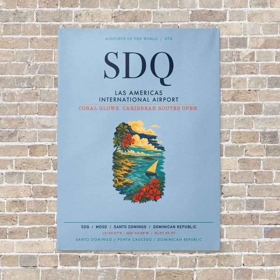 Las Americas International Airport SDQ vertical canvas print - no frame - light blue background