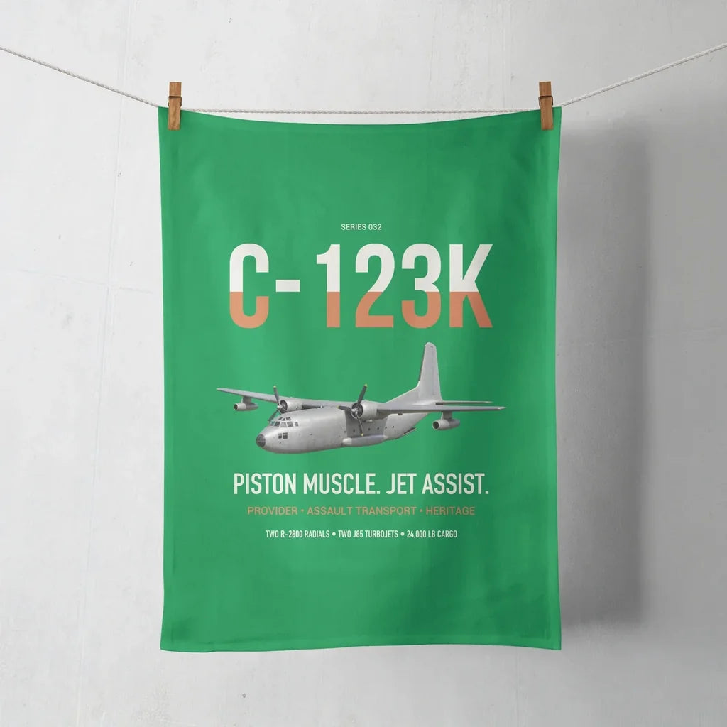 C-123K Provider design on green towel