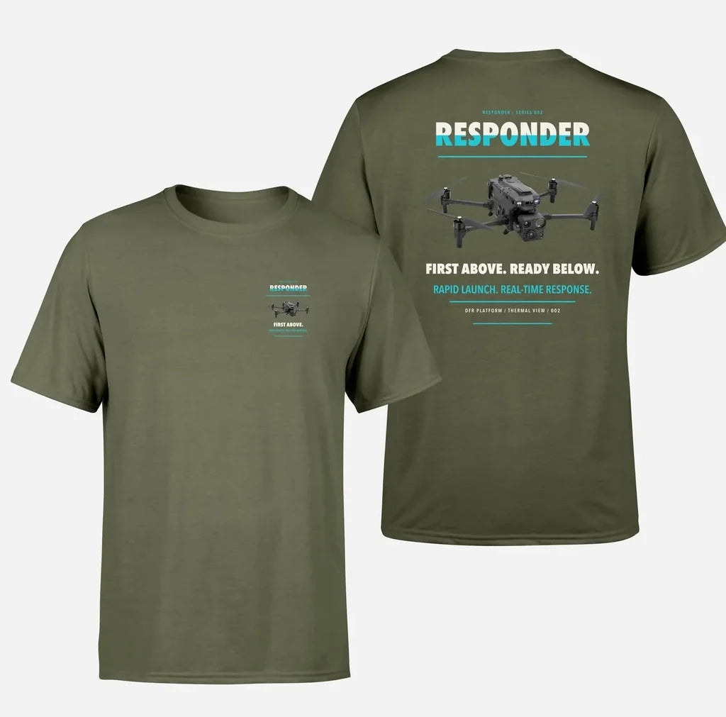 BRINC Responder design on green army t shirt