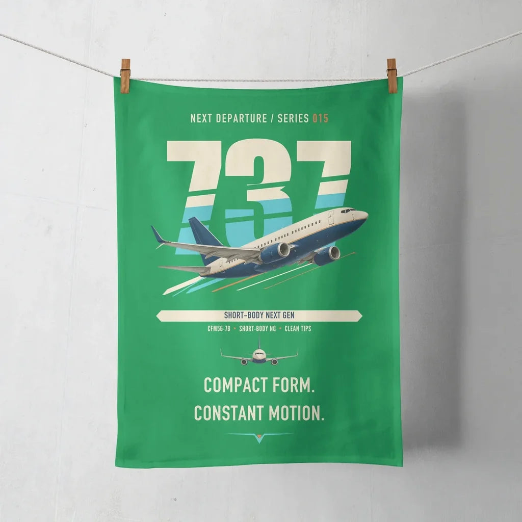 Boeing 737-700 NG design on green towel