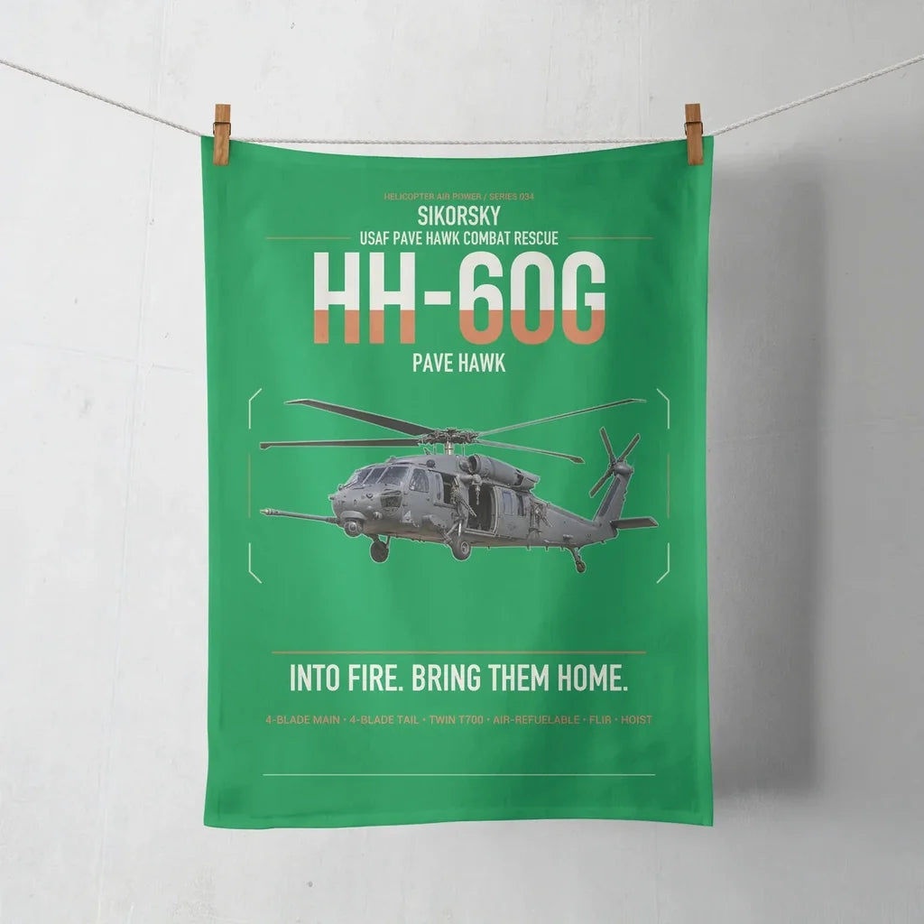 Sikorsky HH-60G Pave Hawk design on green towel