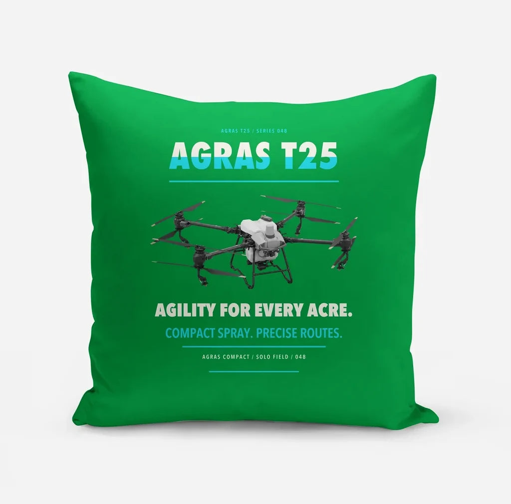 DJI Agras T25 design on green pillow