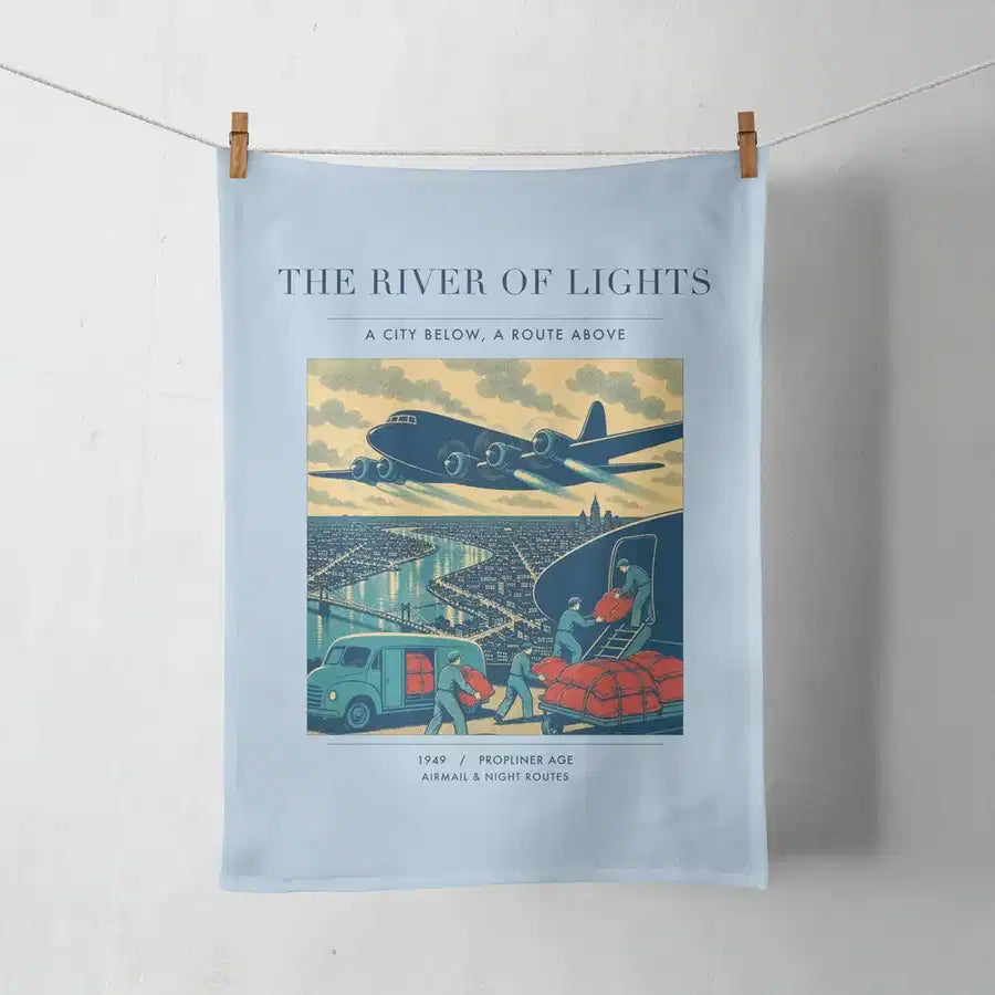 VINTAGE G4152 - The River Of Lights - Designed Towels design on lightblue