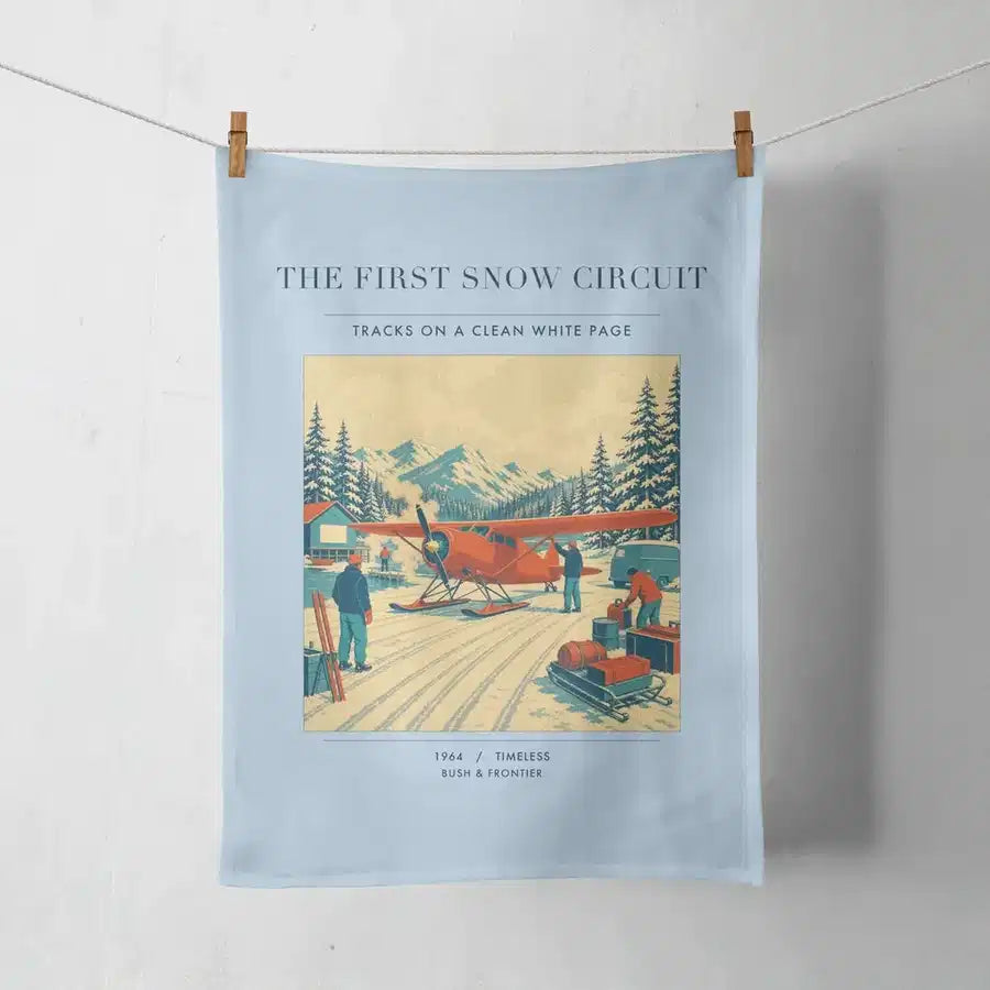VINTAGE G4480 - The First Snow Circuit - Designed Towels design on lightblue