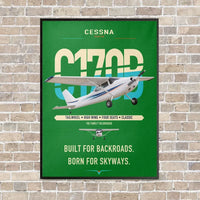 Thumbnail for Cessna 170B vertical canvas print - framed - green background