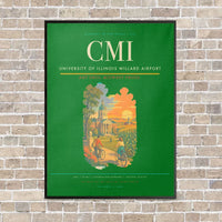 Thumbnail for University of Illinois Willard Airport CMI vertical canvas print - framed - green background
