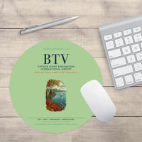 Thumbnail for Patrick Leahy Burlington International Airport (BTV) design on light green round mouse pad