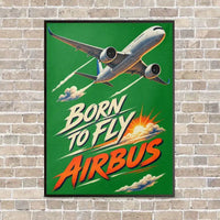 Thumbnail for Born To Fly Airbus vertical canvas print - framed - green background