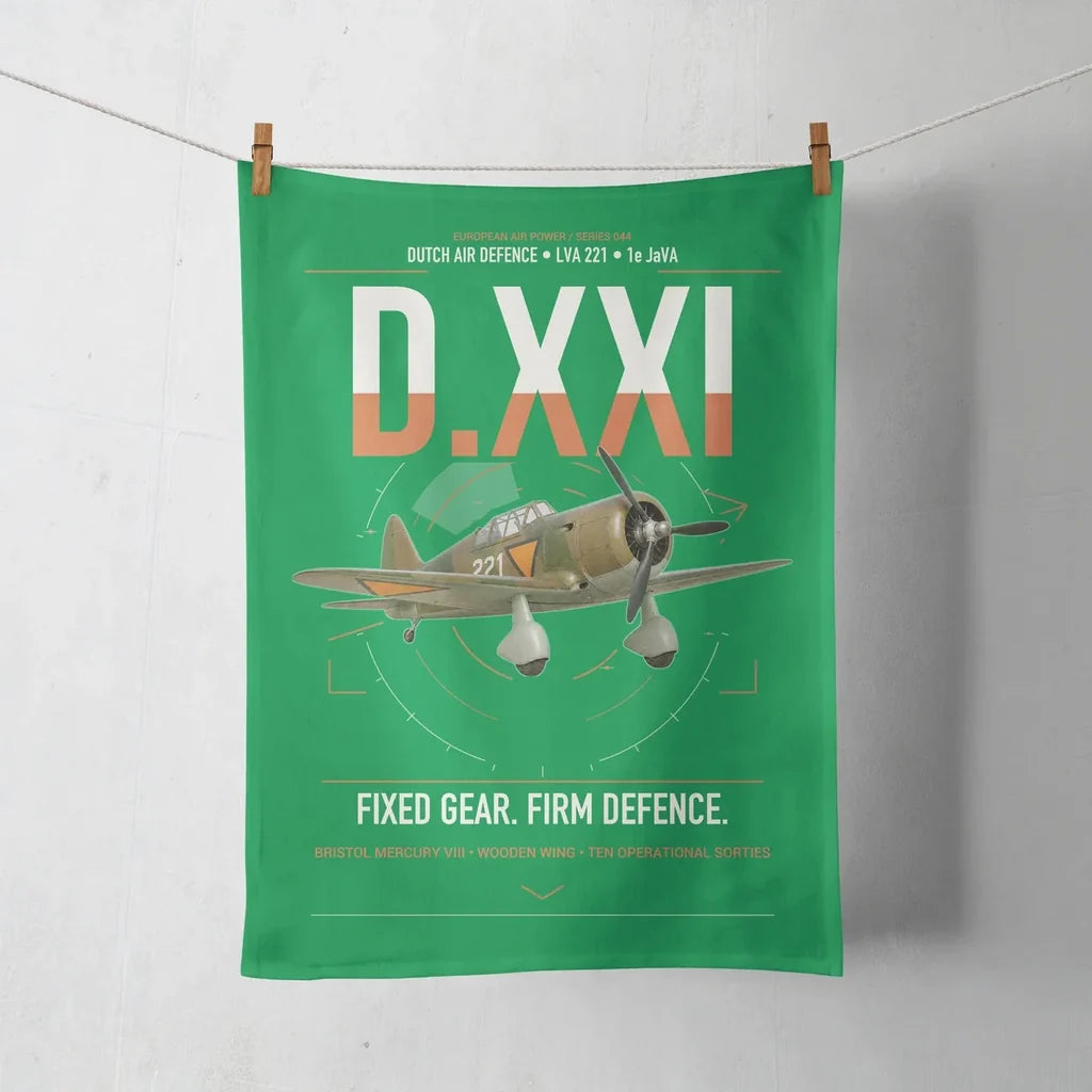 Fokker D.XXI — Dutch LVA aircraft 221 design on green towel
