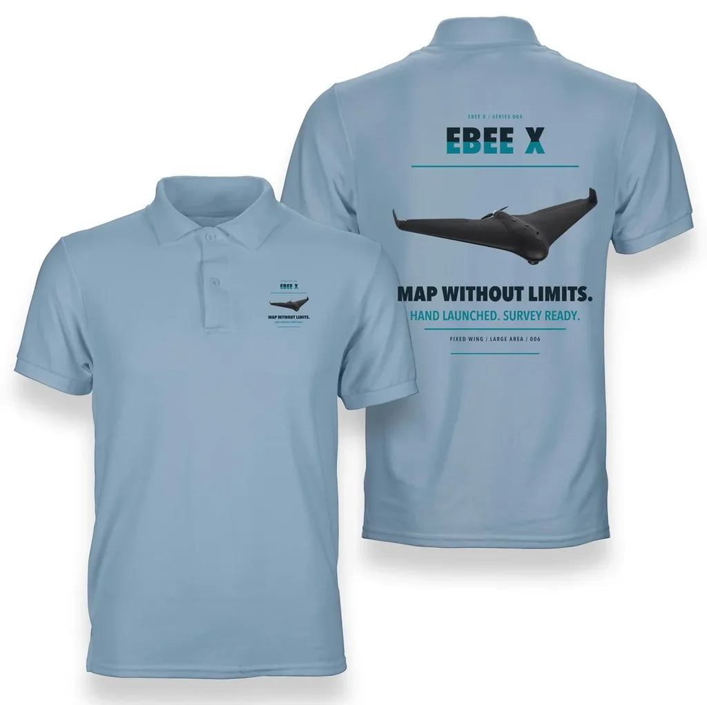 AgEagle eBee X design on light blue polo