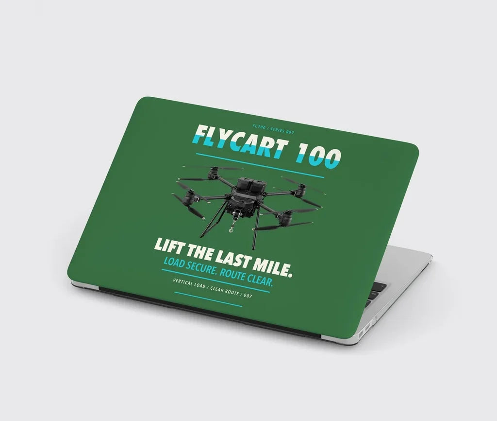 DJI FlyCart 100 design on green MacBook case