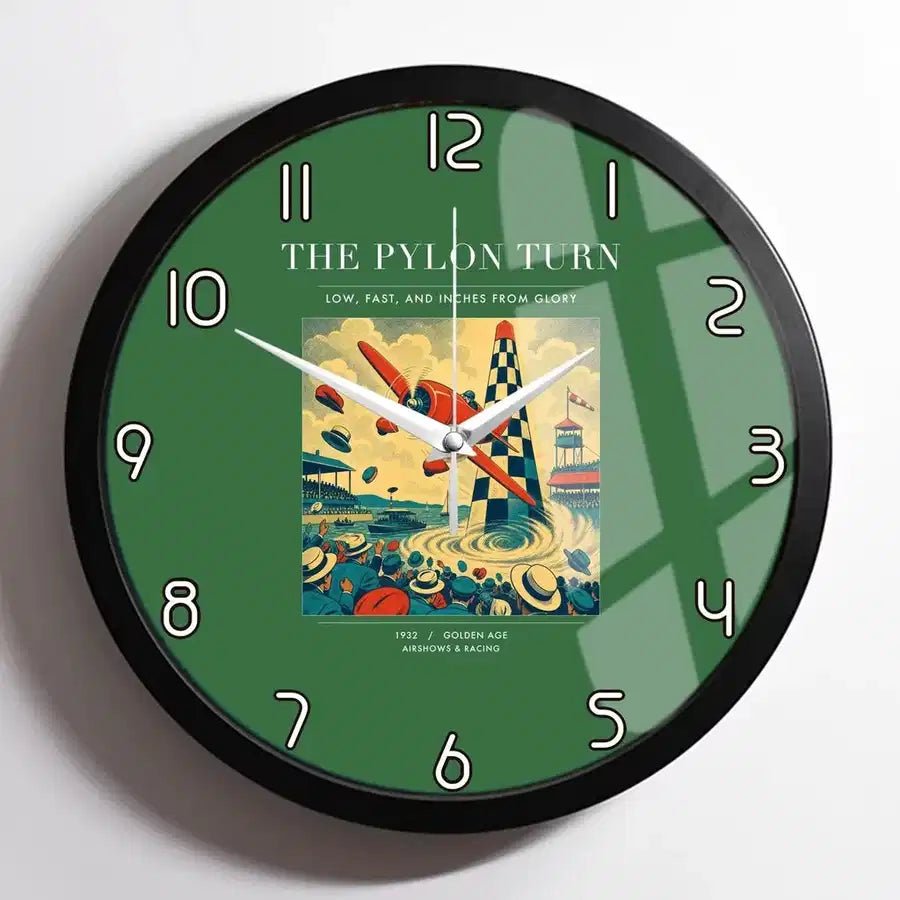 VINTAGE G4156 - The Pylon Turn - Designed Wall Clocks design on green framed