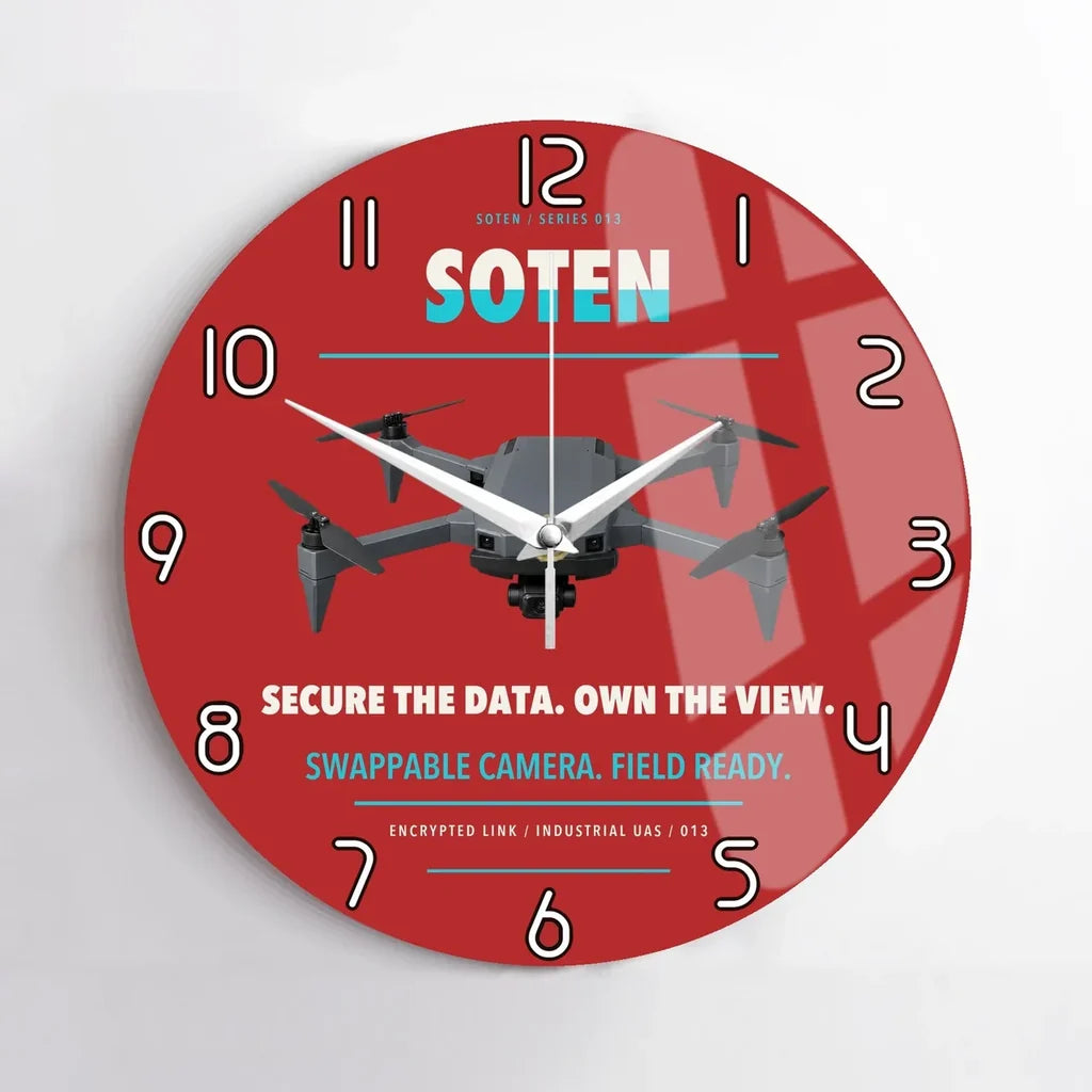 ACSL SOTEN design on red no frame wall clock