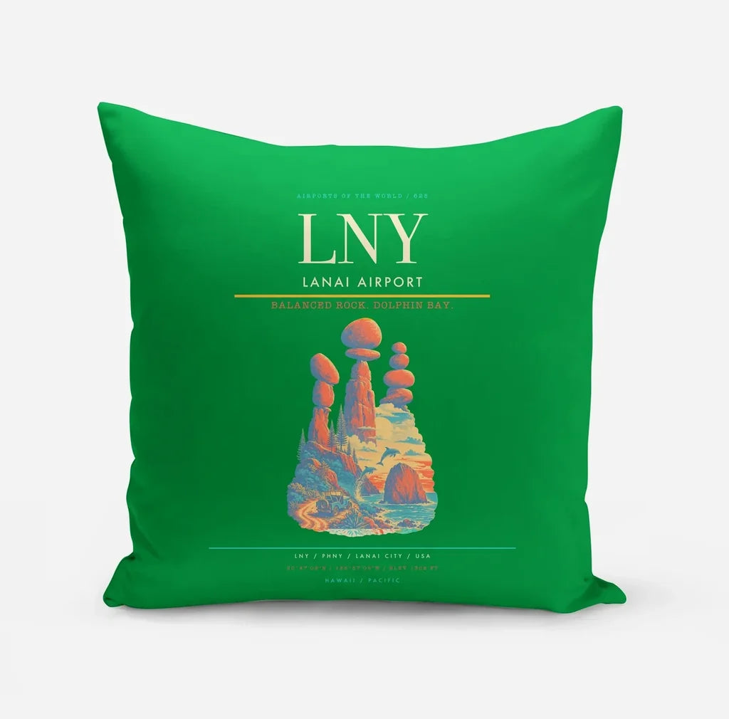 Lanai Airport (LNY) design on green pillow