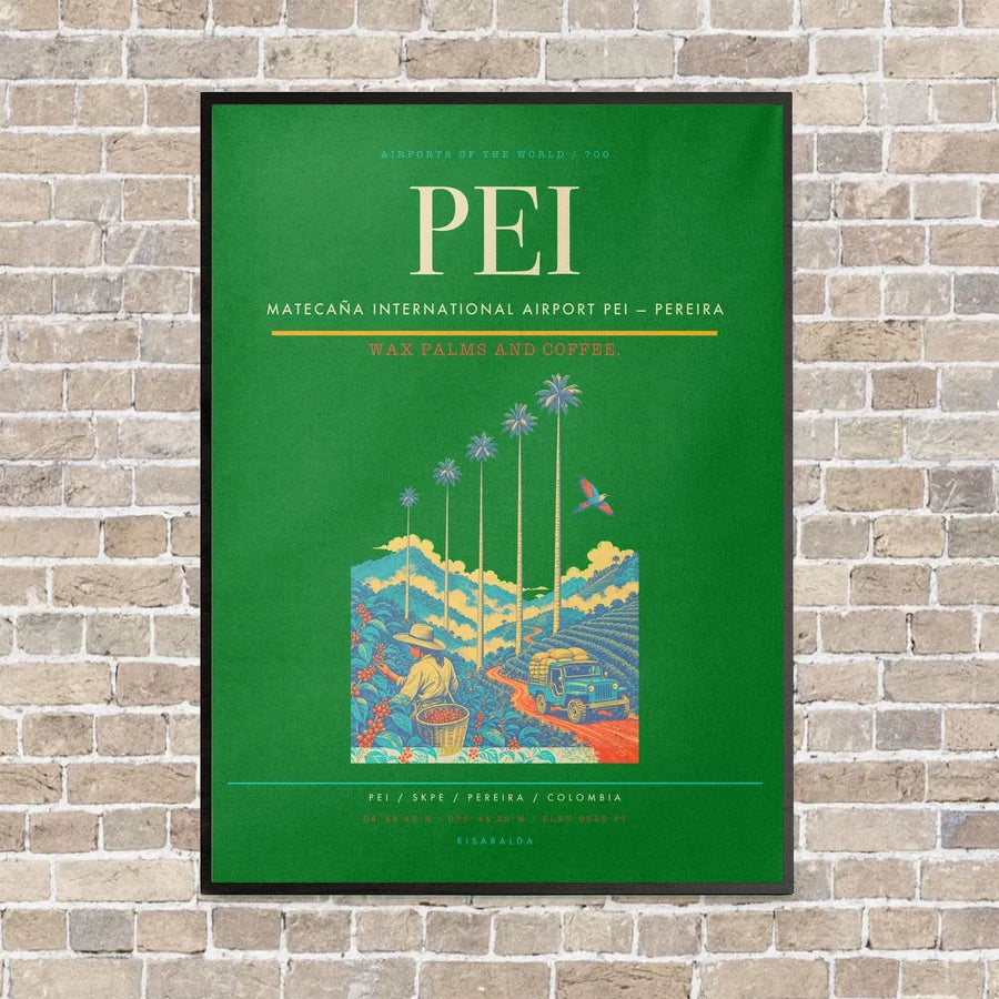 Matecaña International Airport PEI — Pereira vertical canvas print - framed - green background