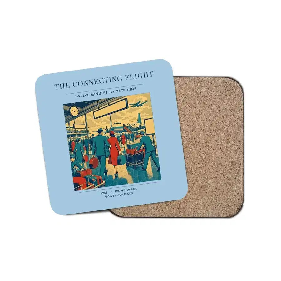 The Connecting Flight - Designed Coasters design on light blue 1-piece