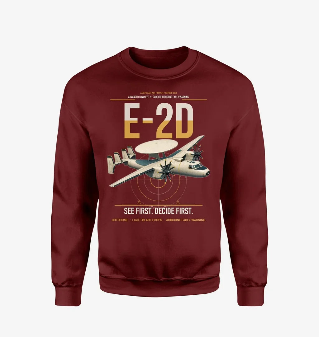 E-2D Advanced Hawkeye design on wine red sweatshirt
