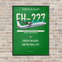 Thumbnail for Fairchild Hiller FH-227B vertical canvas print - framed - green background