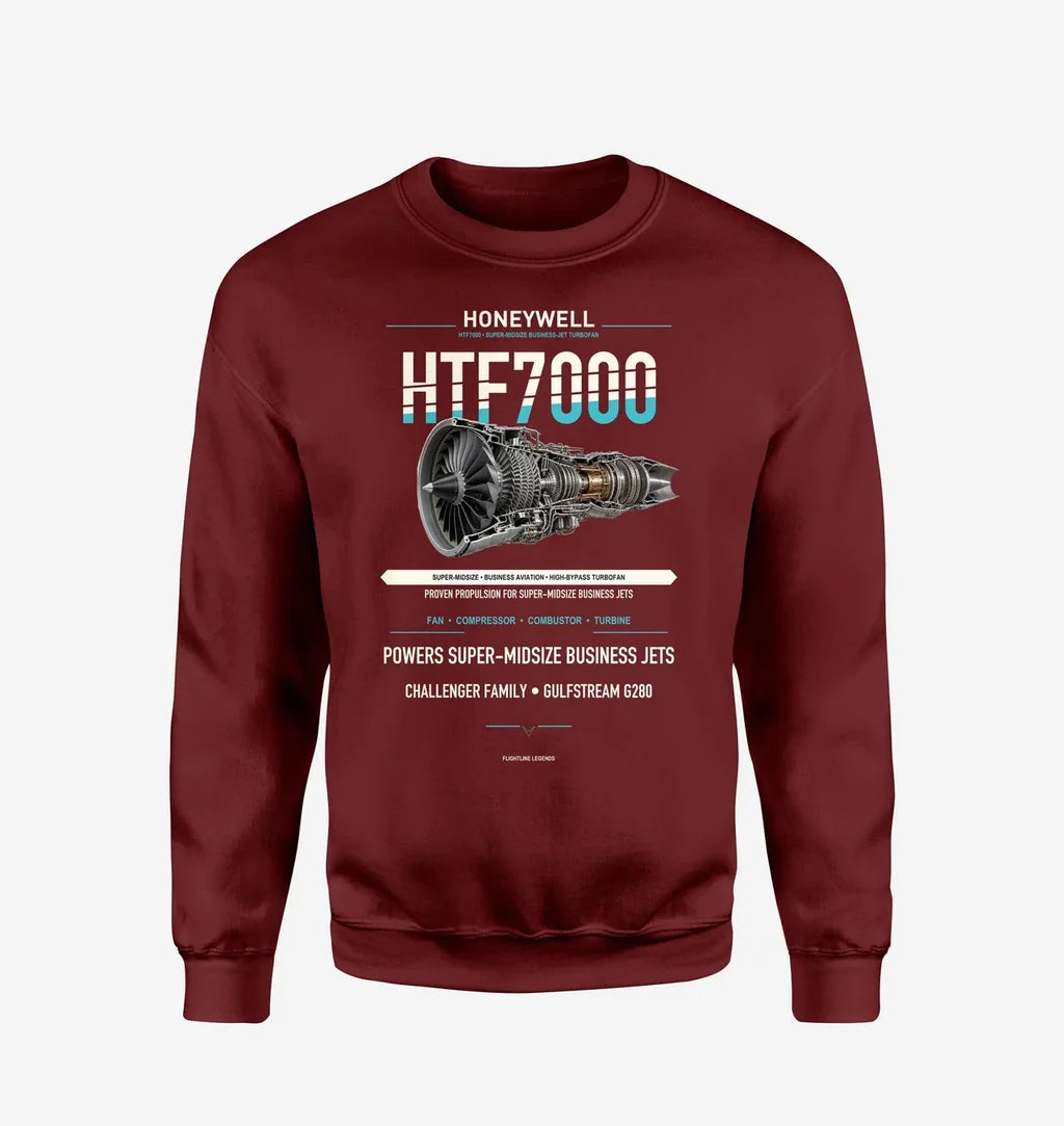 HTF7000 design on wine red sweatshirt